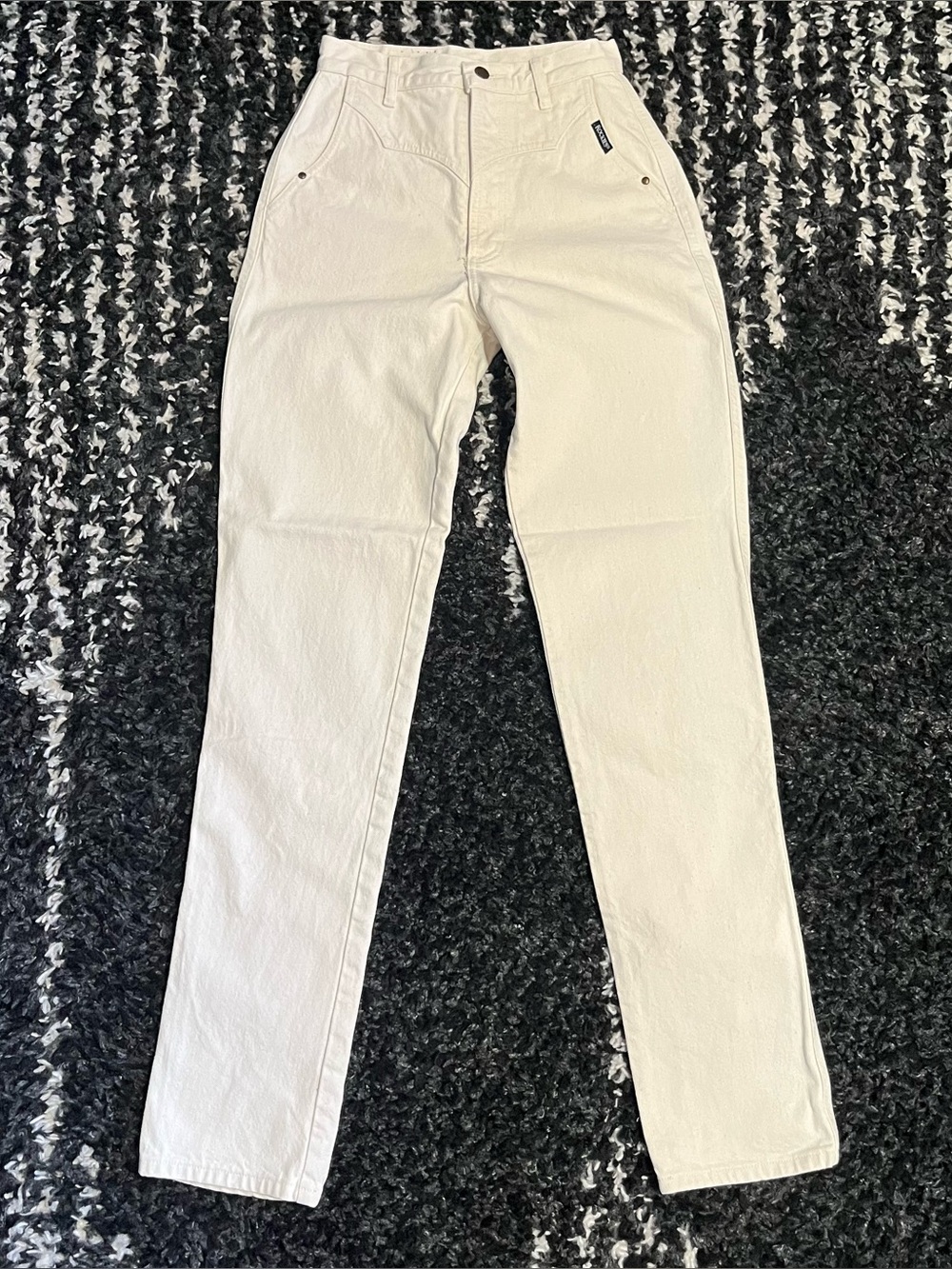 Vtg Rocky Mountain Jeans Women's 27/5 Beige Bareback High Rise